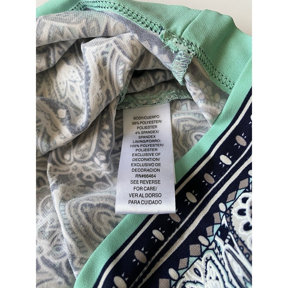 Paisley Size2X Dress Aqua Blue‎ Black White Career Studio One New York NWT Comfy - Picture 5 of 10